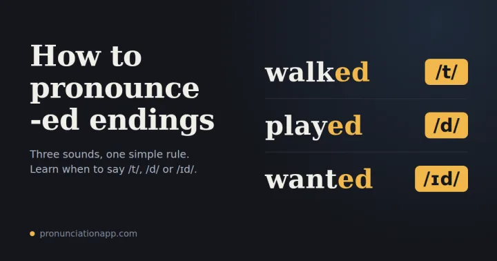 How to pronounce -ed endings: walked /t/, played /d/, wanted /ɪd/