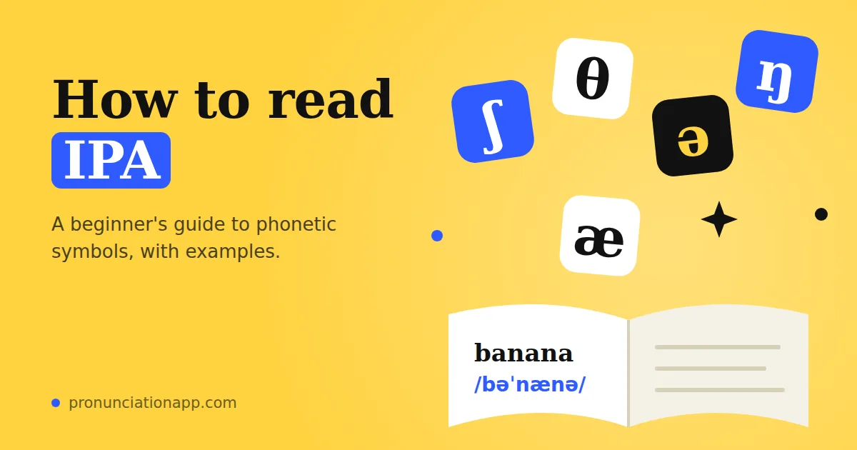 How to read IPA: phonetic symbols ʃ, θ, ə, ŋ and æ above a dictionary entry for banana